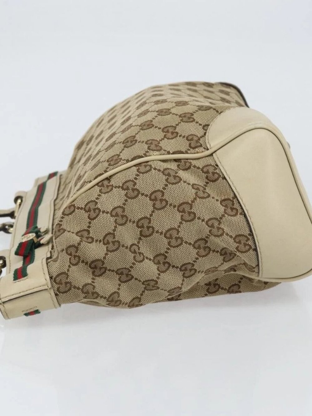 GUCCI GG Canvas Web Sherry Line Mayfair Tote Bag Beige Red 257061 Auth ep12533 - Picture 6 of 16